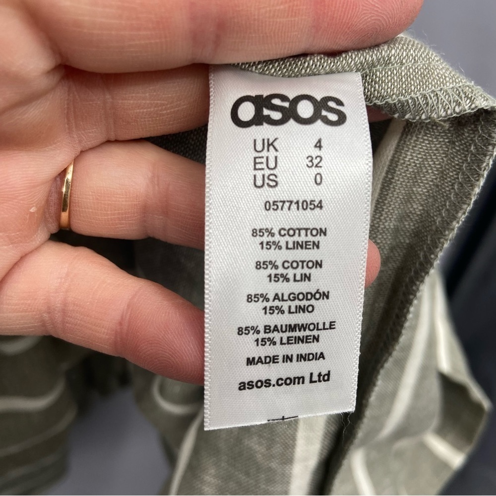 asos Linen Blend Striped Midi Skirt with Oversized Pockets Size 0 - Picture 10 of 11